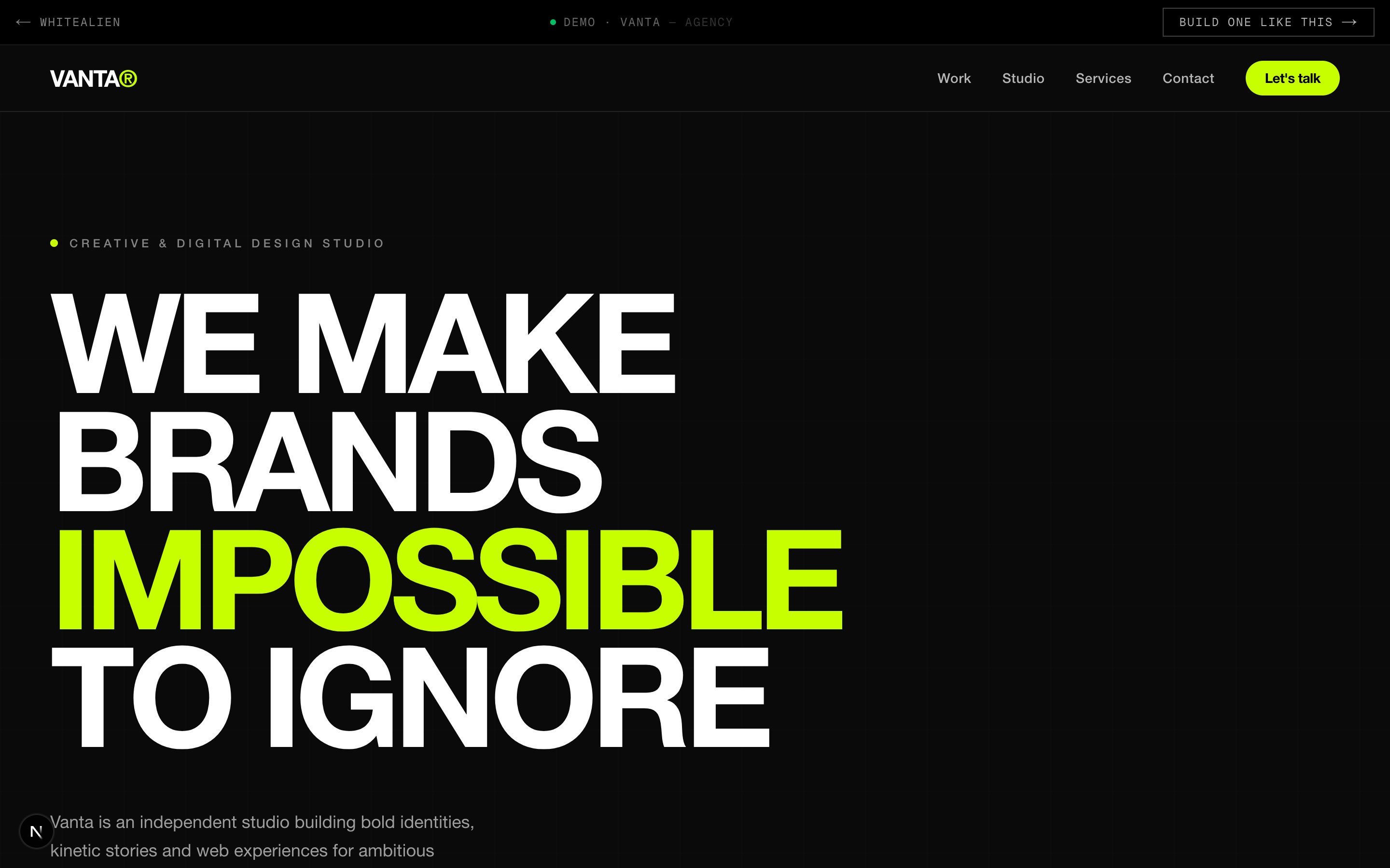 Vanta — Agency template, hero section